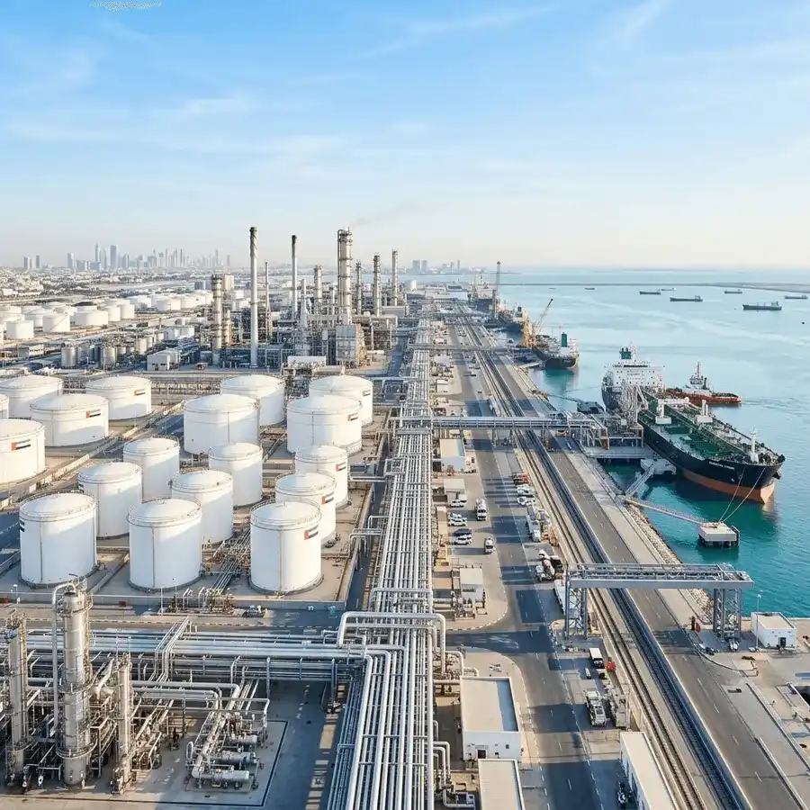 Vibrant Petrochem Oil Refinery Background